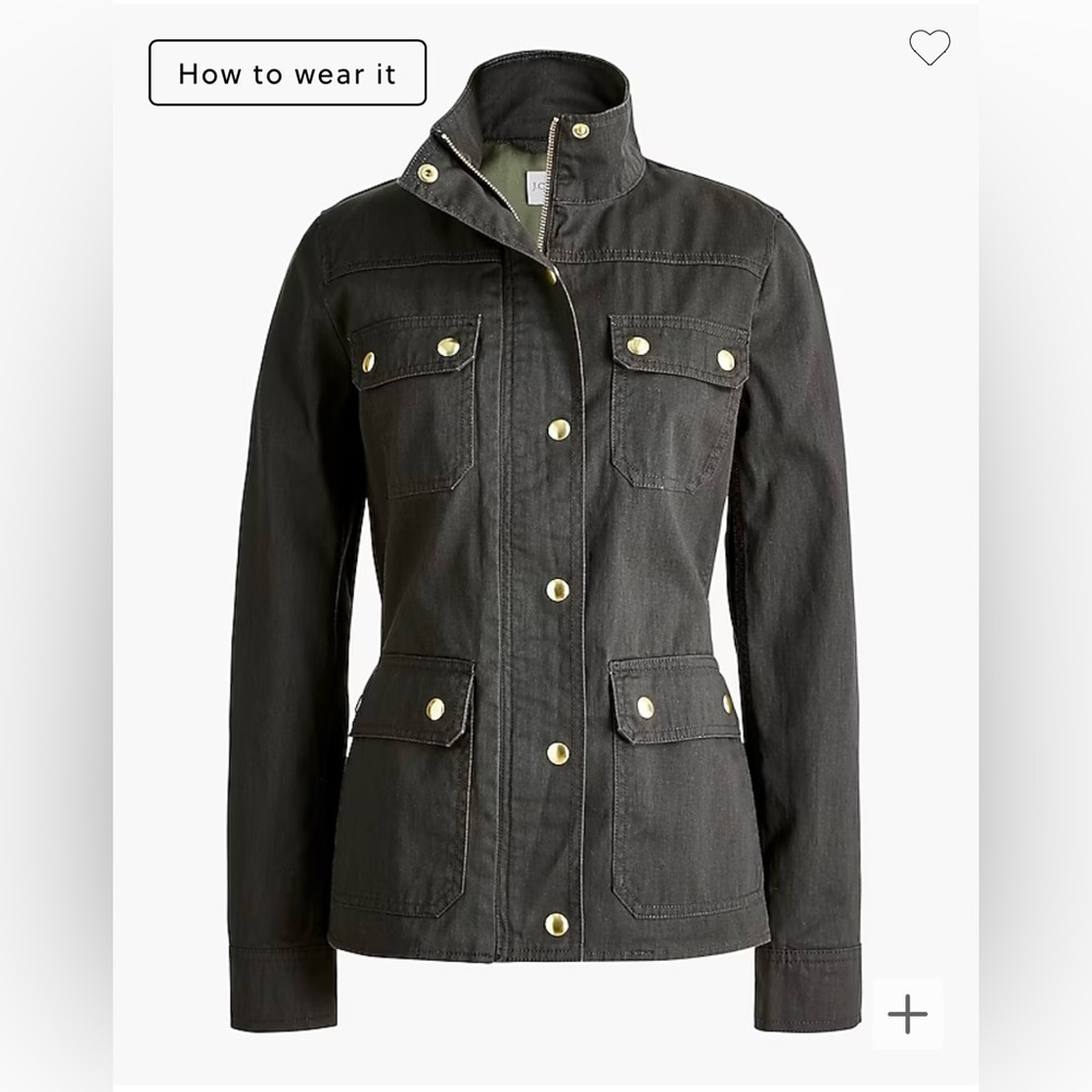 NWT J.Crew Factory XXSP Petite Mossy Brown resin-coated twill field jacket